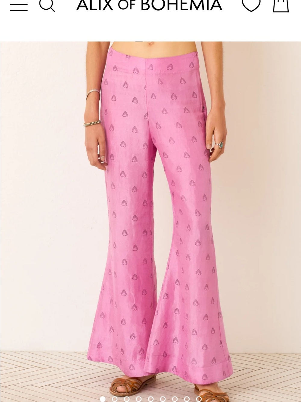 Alix of Bohemia Pink Heart-Print Flare Pants